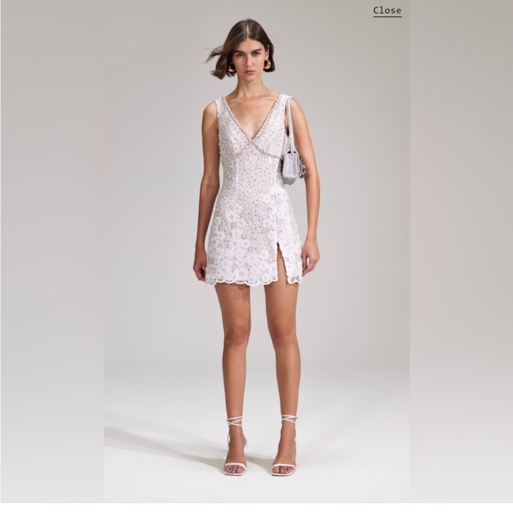 Self-Portrait White Mini Dress - Picture 2 of 11